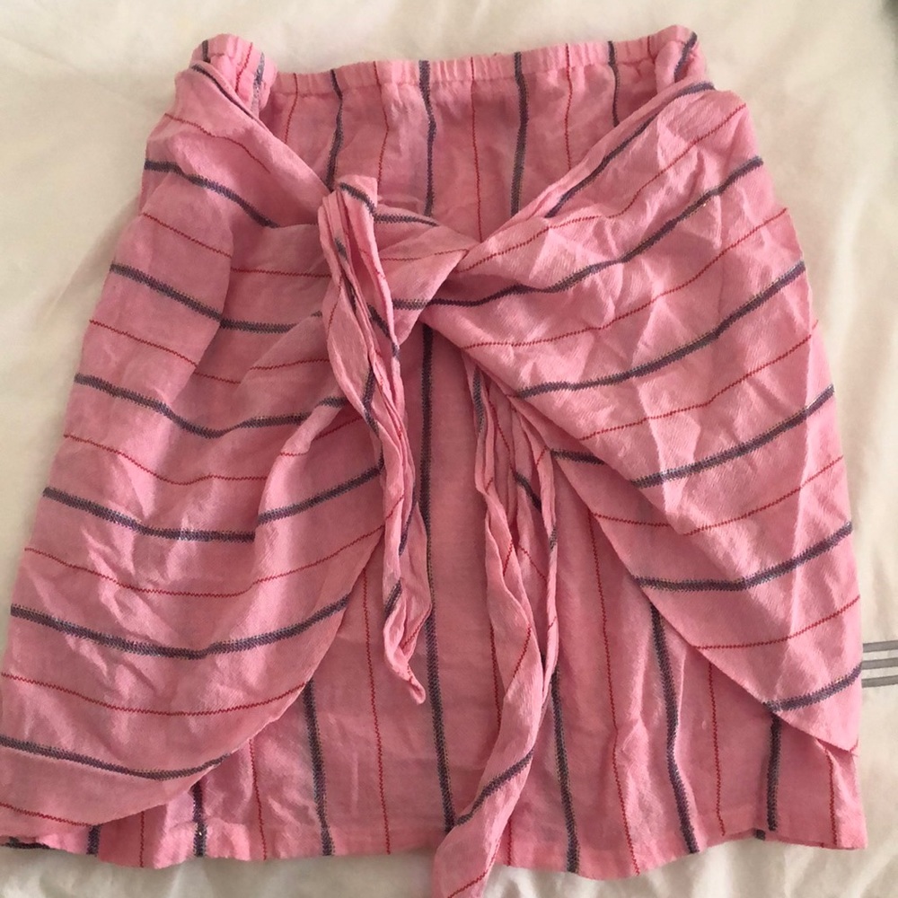 Pink striped wrap skirt